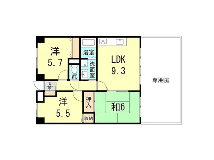 ベイヒルズ明石(3LDK/1階)の間取り写真