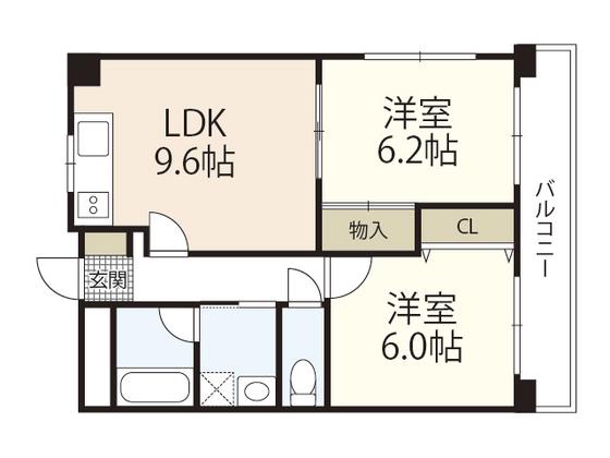 フレンドリーハウスなごみ(2LDK/2階)の間取り写真
