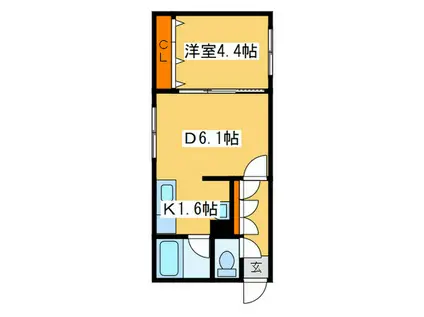 フラット南平岸(1DK/3階)の間取り写真