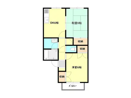 メンバーズタウンカーメル寺山IIA棟(2DK/1階)の間取り写真