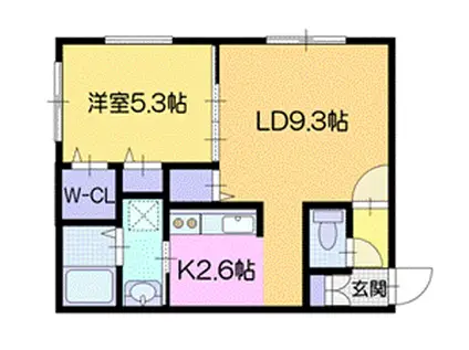 ラシュエット余市(1LDK/1階)の間取り写真