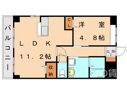 SUNNY HILLS新宮(1LDK/2階)の間取り写真