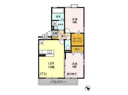 ラ・シャンブル B棟(2LDK/3階)の間取り写真