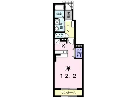 バーミィNANOHANA II(ワンルーム/1階)の間取り写真