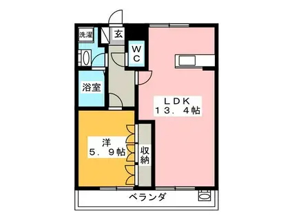 グレイスヴィラ湘南(1LDK/1階)の間取り写真
