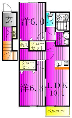 パークサイドテラス(2LDK/2階)の間取り写真