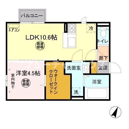 セジュール千波(1LDK/2階)の間取り写真