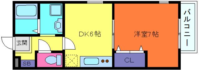 アルバビエント(1DK/2階)の間取り写真