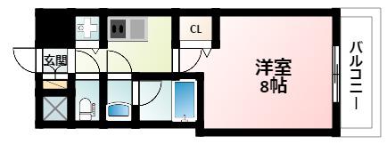 ディームス江坂(1K/3階)の間取り写真