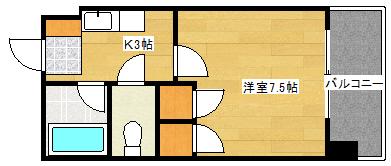 FKビル(1K/8階)の間取り写真