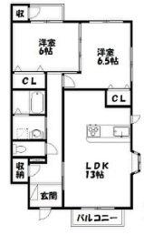 シュプールしのはら(2LDK/1階)の間取り写真