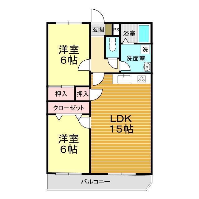 ウエルス富任(2LDK/2階)の間取り写真