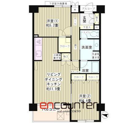 パーシモンヒルズ(2LDK/3階)の間取り写真