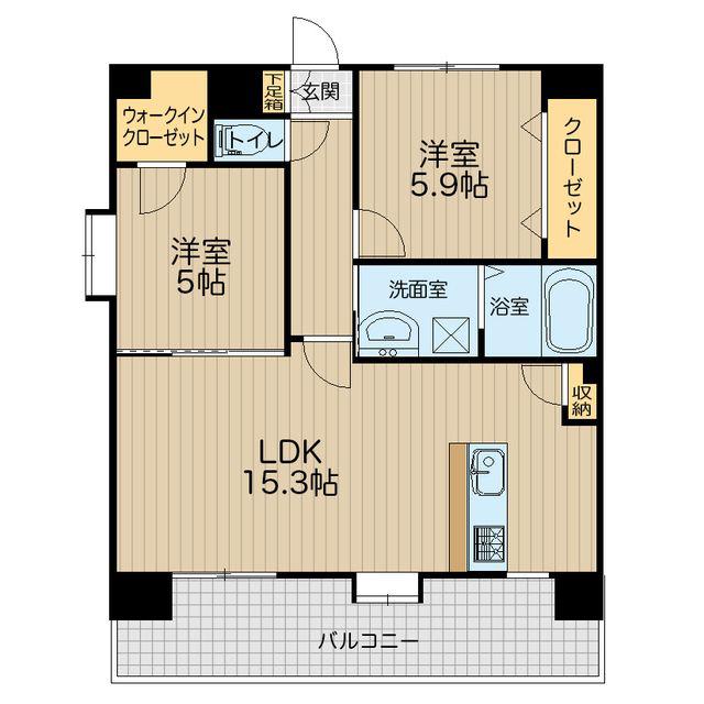 EMIUS新屋敷(2LDK/7階)の間取り写真