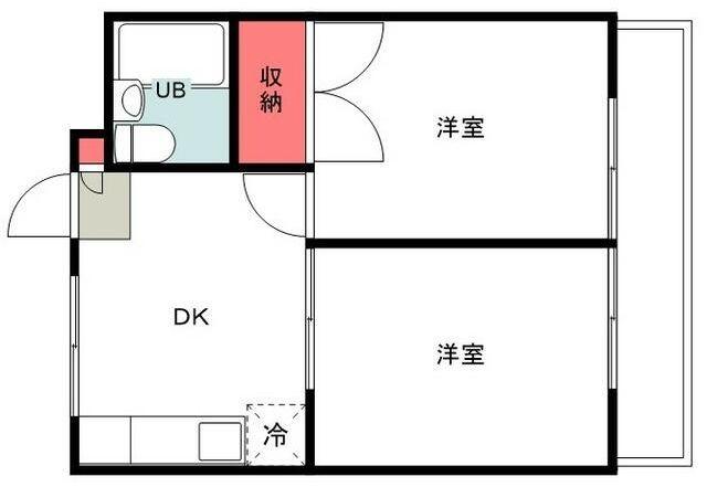 ルミエール上砂第一(2DK/4階)の間取り写真