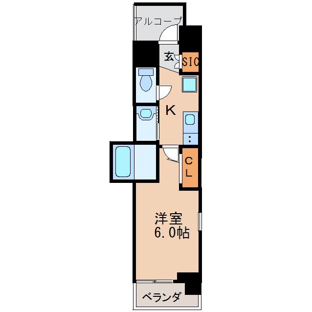 エステムコート名古屋泉プラチナムゲート(1K/10階)の間取り写真