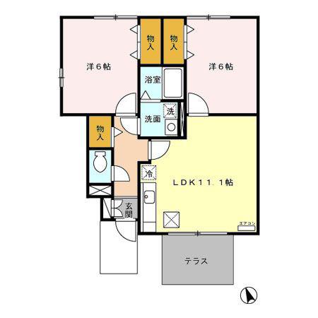 トップヒル泉II(2LDK/1階)の間取り写真