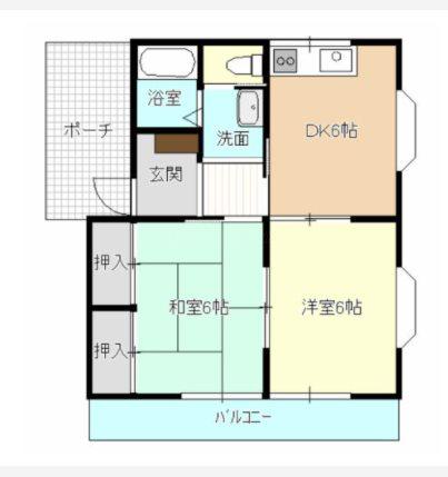 ドエル富塚(2DK/1階)の間取り写真