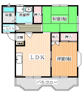 ラフォーレ結城(2LDK/2階)の間取り写真