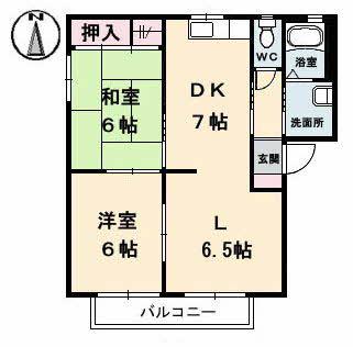 エスティー新福C(2LDK/2階)の間取り写真