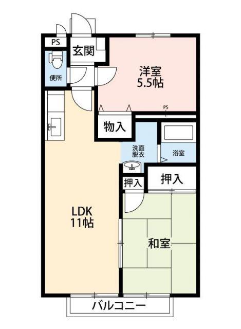 メイプル・ハウス(2LDK/1階)の間取り写真