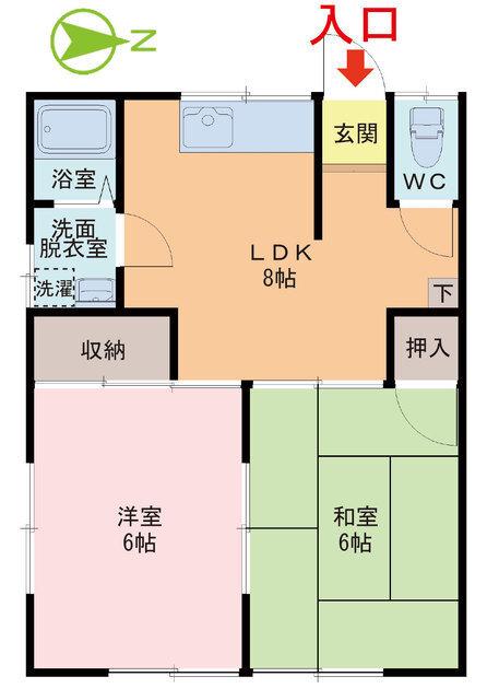 野阪アパート(2LDK/2階)の間取り写真