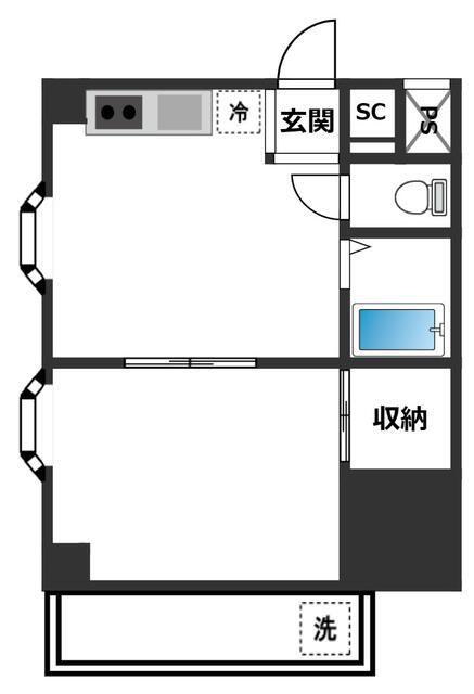 アリーナハイツ(1DK/3階)の間取り写真