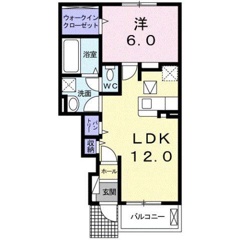 カープII(1LDK/1階)の間取り写真