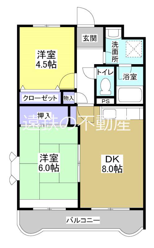 ソレアード曳馬(2DK/1階)の間取り写真