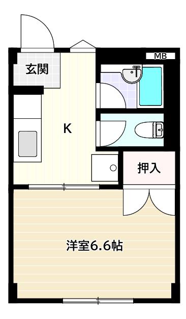 パレス向丘(1K/2階)の間取り写真