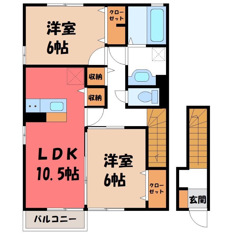 フローラ(2LDK/2階)の間取り写真