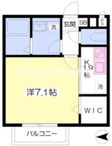 グレージュ山手II(1K/1階)の間取り写真