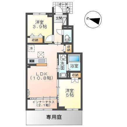 ベルスーズ(2LDK/1階)の間取り写真