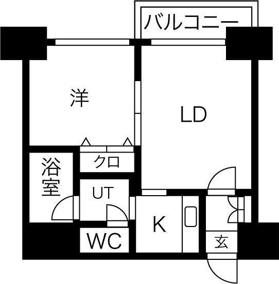 フランセジュール豊平3条(1LDK/10階)の間取り写真
