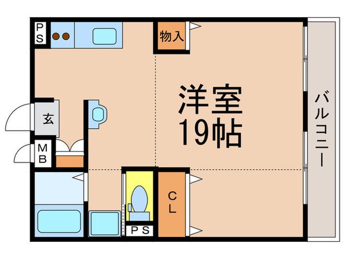 プレースコート(ワンルーム/3階)の間取り写真