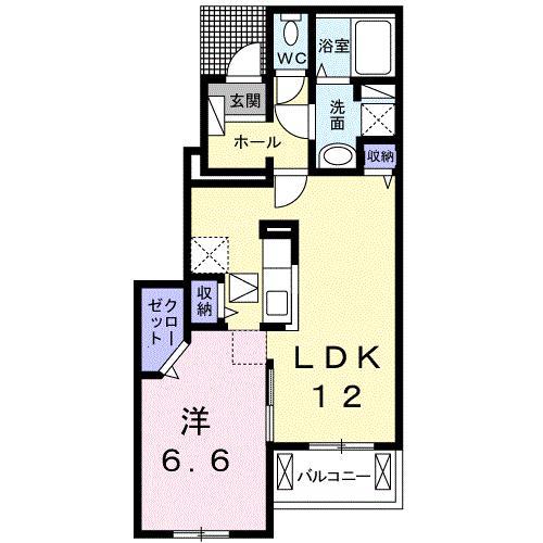 クラール元山E(1LDK/1階)の間取り写真