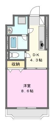 ピュアコート(1DK/1階)の間取り写真