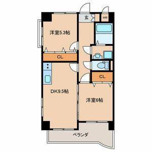 アテッサ南小倉(2DK/7階)の間取り写真