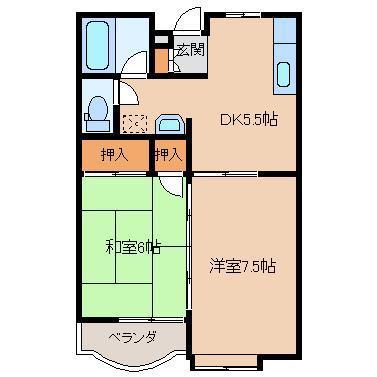 第2イトーキハイツ1号棟(2DK/1階)の間取り写真