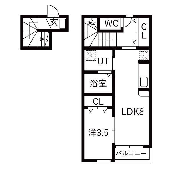 グランクラス3(1LDK/2階)の間取り写真