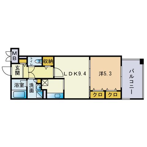 ディー・ウイングタワー(1LDK/7階)の間取り写真