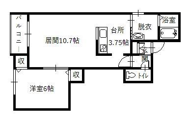 ハスコリオ東光(1LDK/1階)の間取り写真