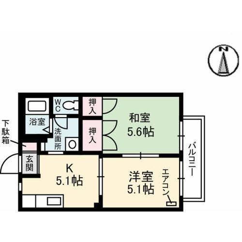 シャーメゾン高矢倉(2K/1階)の間取り写真