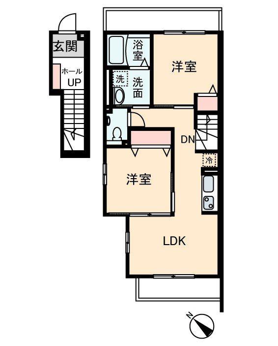 SAKURA CUBE(2LDK/2階)の間取り写真