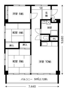 新宿マンション(3LDK/5階)の間取り写真