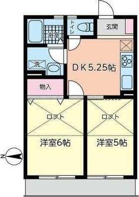 クレールII(2DK/2階)の間取り写真