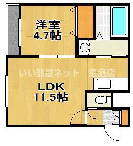 サニーサイド(1LDK/2階)の間取り写真