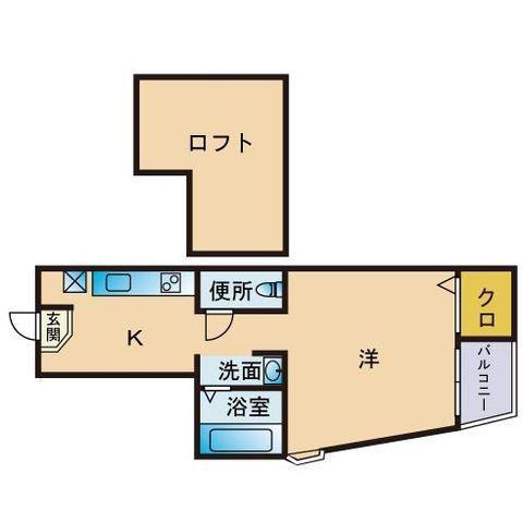 レガリータ地行(1K/1階)の間取り写真