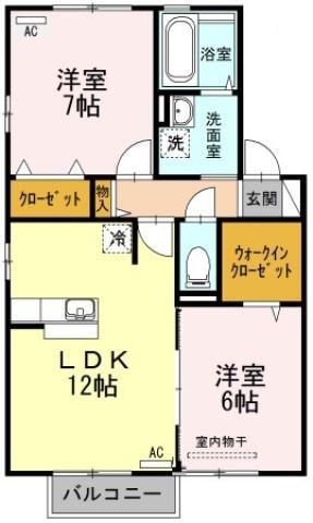 コスモ スクエア D棟(2LDK/2階)の間取り写真