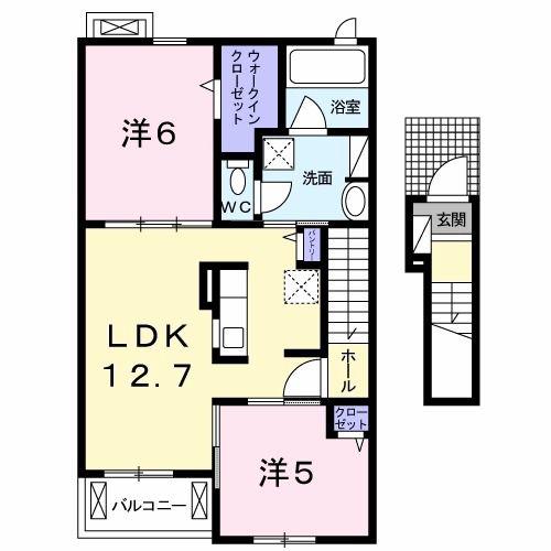 サンリット北野I(2LDK/2階)の間取り写真